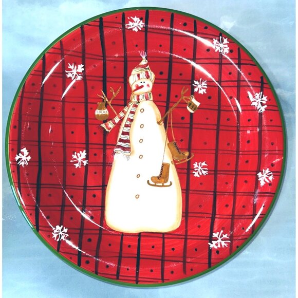 Snow Mates by Noble Excellence Christmas Holiday Plates Snowman and Snowflakes - Picture 1 of 8